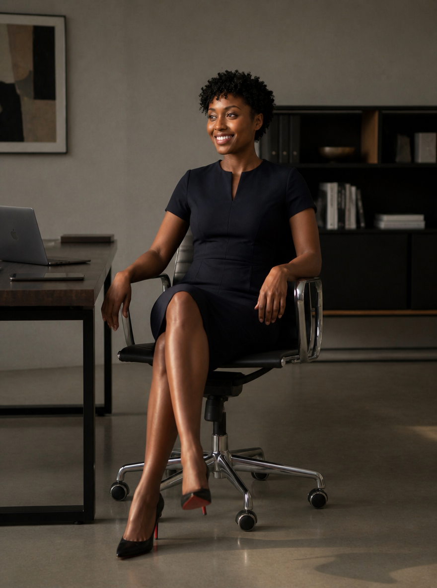 Lesley Gadson seated in a modern office